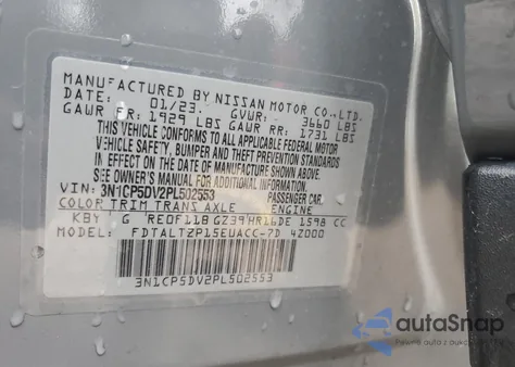 2023 Nissan Kicks Sr из США, поврежденный, VIN 3N1CP5DV2PL502553